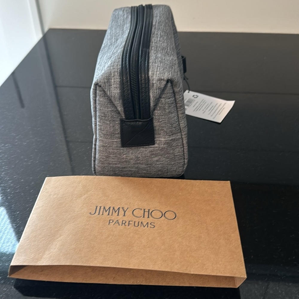 BNWT Jimmy Choo Toiletry Pouch Gray 9” X9” X4” - Picture 5 of 6